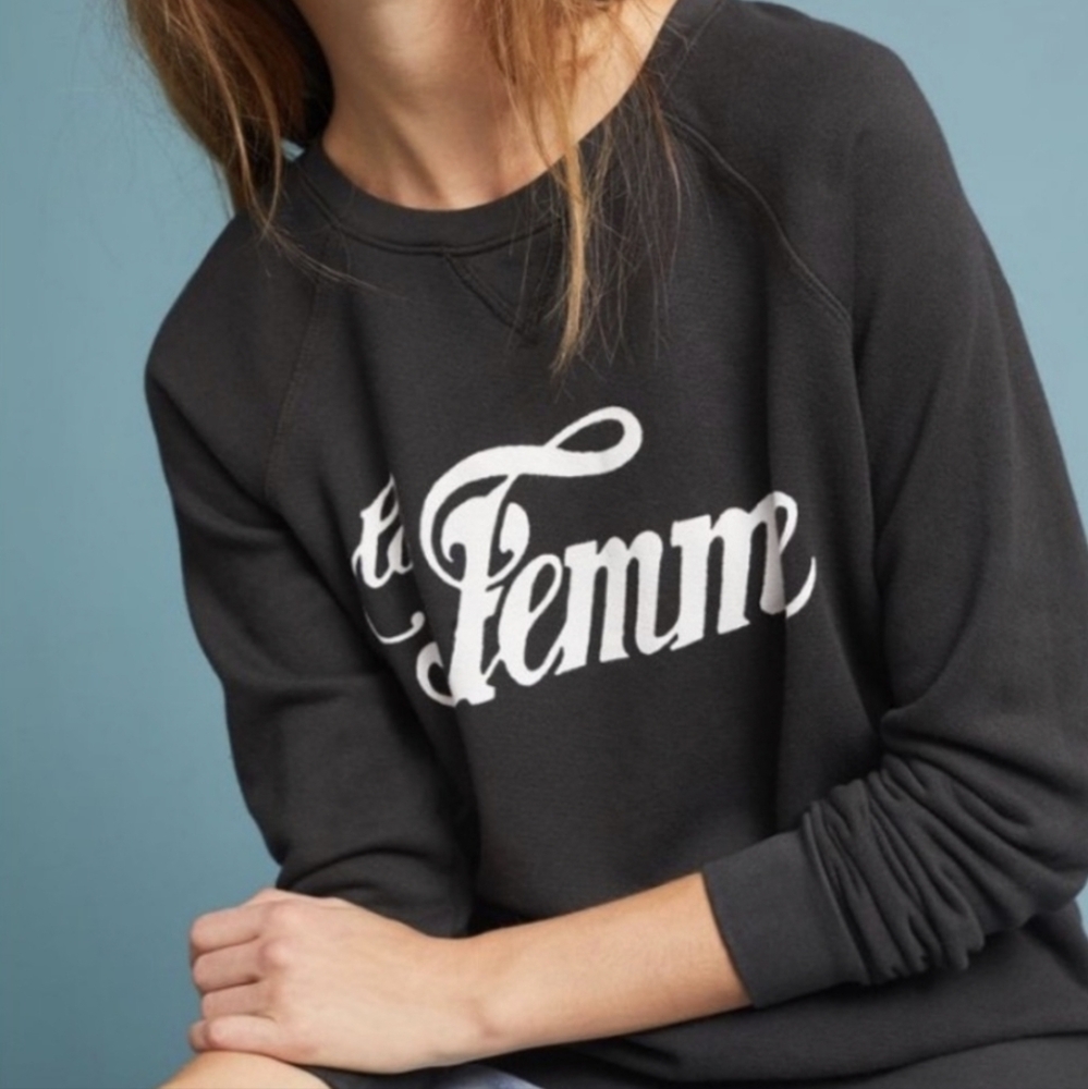 Anthropologie Women's Black Graphic Sweatshirt L